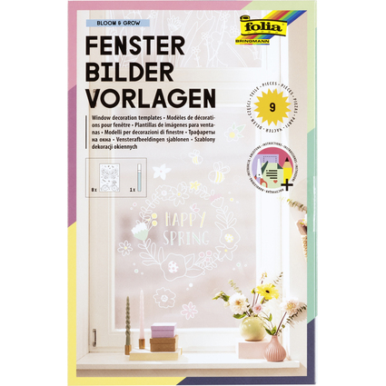 folia Fensterbilder-Vorlagen "BLOOM & GROW", inkl. Kreide