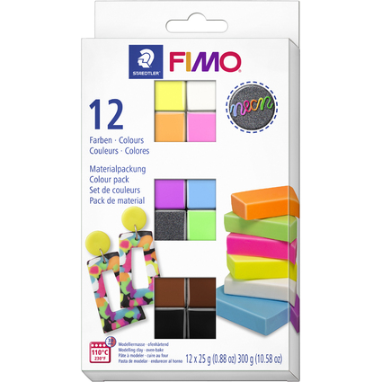 FIMO Modelliermasse-Set "neon", 12er Set