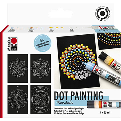 Marabu Punktfarbe Dot Pen Set "Mandala", 4 x 25 ml