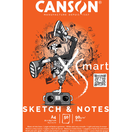 CANSON Studienblock XS'MART SKETCH & NOTES, DIN A4