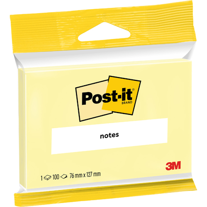3M Post-it Notes Haftnotizen, 76 x 127 mm, gelb, Blister
