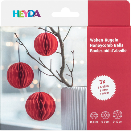 HEYDA Wabendekor-Set "Waben-Kugeln", rot