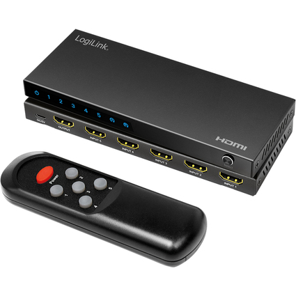 LogiLink 4K/60 Hz HDMI-Switch, 5-fach, schwarz