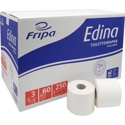 Fripa Toilettenpapier Edina, 3-lagig, hochwei, Gropackung