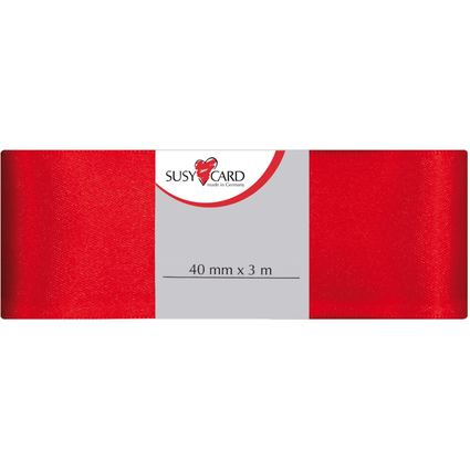 SUSY CARD Geschenkband "Doppelsatin", 40 mm x 3 m, rot