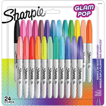 Sharpie Permanent-Marker FINE "Glam Pop", 24er Blister