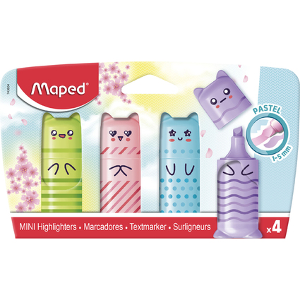 Maped Textmarker Mini PASTEL, 4er Blister