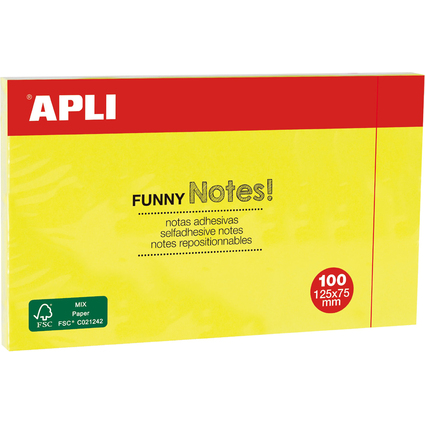 APLI Haftnotizen "FUNNY Notes!", 125 x 75 mm, neongelb