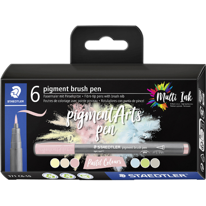 STAEDTLER Fasermaler pigment brush pen "Pastel Colours", 6er