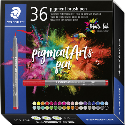 STAEDTLER Fasermaler pigment brush pen, 36er Kartonetui