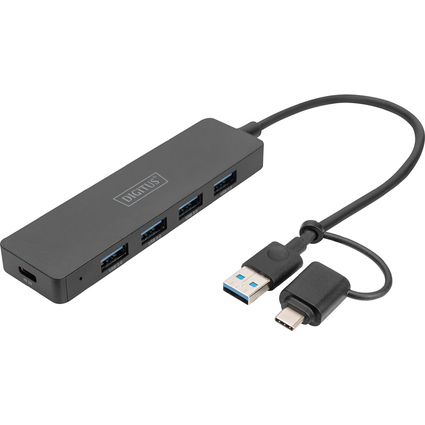 DIGITUS USB 3.0 Hub, 4-Port, Slim Line, schwarz