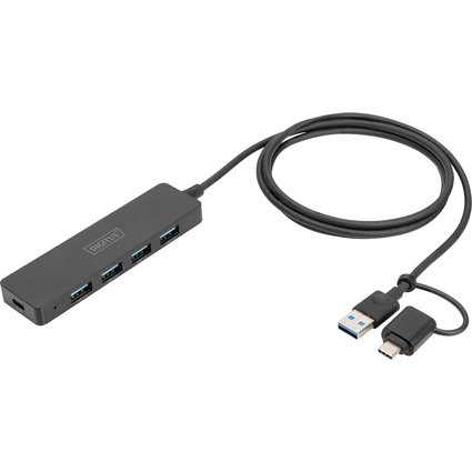 DIGITUS USB 3.0 Hub, 4-Port, Slim Line, schwarz