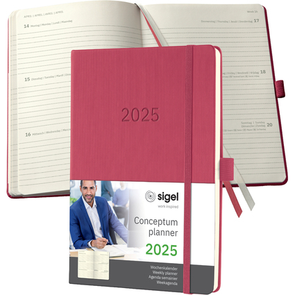 sigel Buchkalender Conceptum 2025, ca. DIN A5, marsala