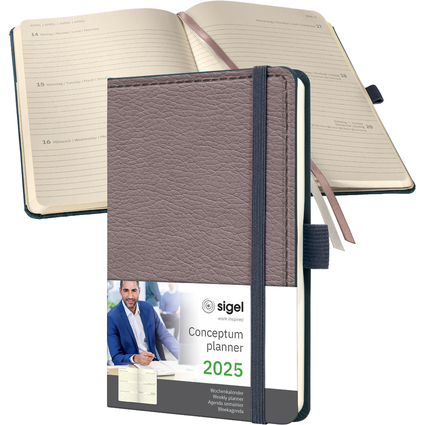 sigel Taschenkalender Conceptum Design Casual 2025, A6,taupe