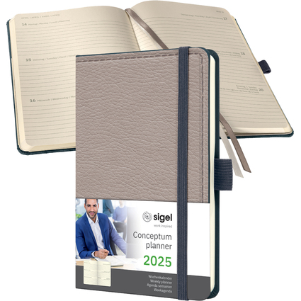 sigel Taschenkalender Conceptum Design Casual 2025, A6,beige