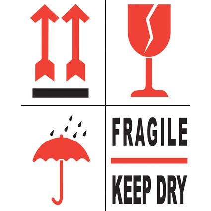 rillprint Hinweisetiketten "Fragile/Keep Dry", 80 x 100 mm
