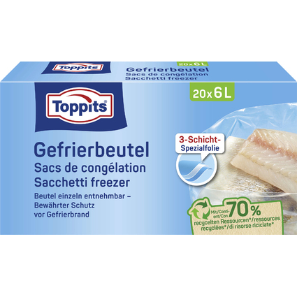 TOPPITS Gefrierbeutel, 20 x 6 Liter, 290 x 410 mm