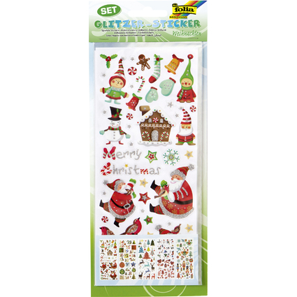 folia Weihnachts-Glitzer-Sticker CHRISTMAS