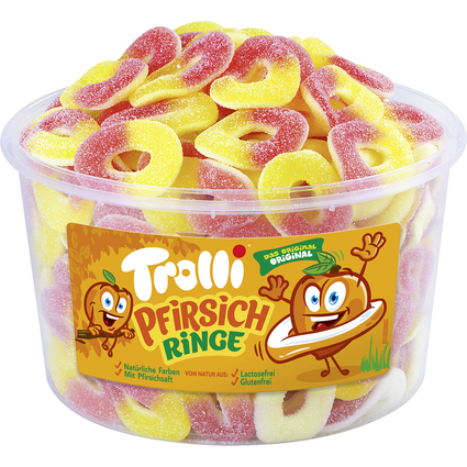 Trolli Fruchtgummi PFIRSICHRINGE, 150er Runddose