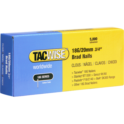 TACWISE Stiftngel 18G/20 mm verzinkt, 5.000 Stck