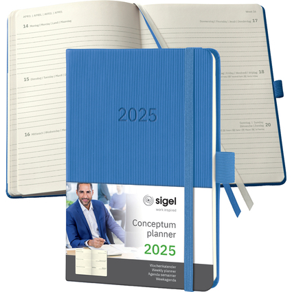 sigel Taschenkalender Conceptum 2025, ca. DIN A6, blau