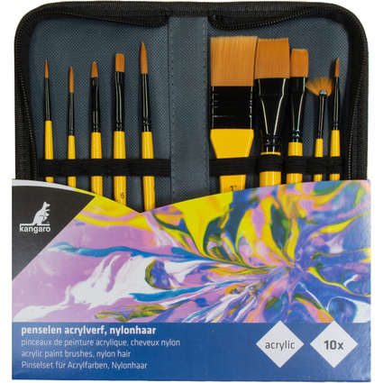 kangaro Acryl-Pinsel-Set, 10-teilig, im Etui