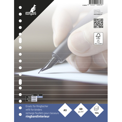 kangaro Ringbucheinlagen, 165 x 210 mm, liniert, 150 Blatt