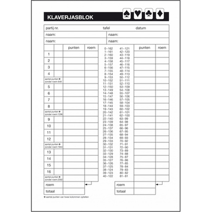 Expres Klaverjasblok, A5, 50 Vel