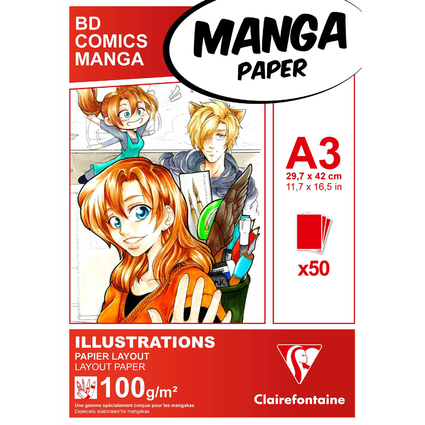 Clairefontaine Skizzenblock MANGA ILLUSTRATIONS, DIN A3