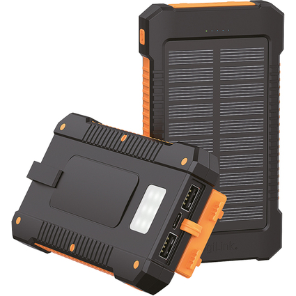 LogiLink Mobiler Zusatzakku mit Solar, 6.000 mAh