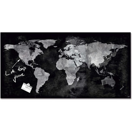 sigel Glas-Magnettafel Artverum "World Map", 910 x 460 mm