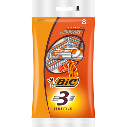 BIC Einwegrasierer 3 Sensitive, fr Mnner, 8er Pack