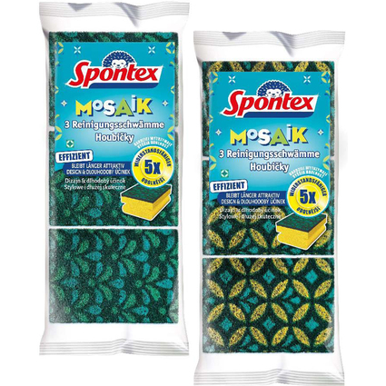 Spontex Mosaik-Schwamm, 3er Pack, sortiert