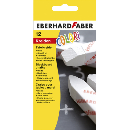 EBERHARD FABER Wandtafelkreide COLORI, wei, 12er Kartonetui