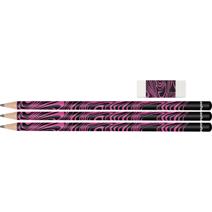 EBERHARD FABER Bleistift-Set NEON, HB, neonpink, 4-teilig