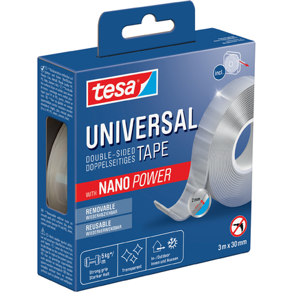 tesa Doppelseitiges Klebeband NANO POWER, 30 mm x 3 m