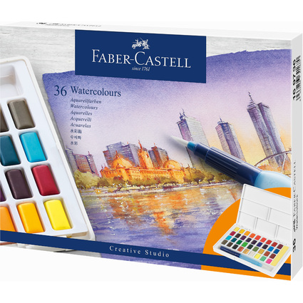 FABER-CASTELL Aquarellfarbe in Npfchen, 36er Etui