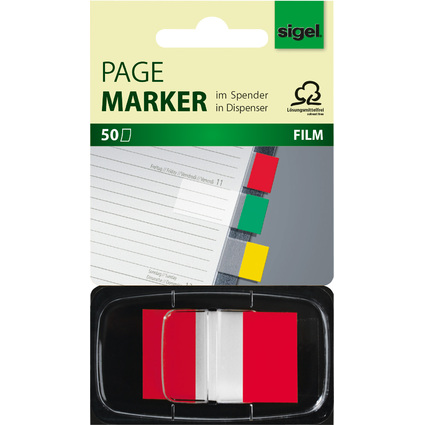 sigel Haftstreifen "Z-Marker" Film Color-Tip, rot, 50 Blatt