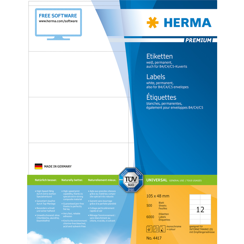 HERMA Universal-Etiketten PREMIUM, 105 X 48 Mm, Weiß 4417 Bei Www ...