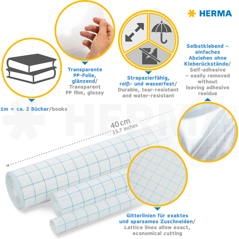 HERMA - film de protection, autocollant, 400 mm x 5 m, adhésif